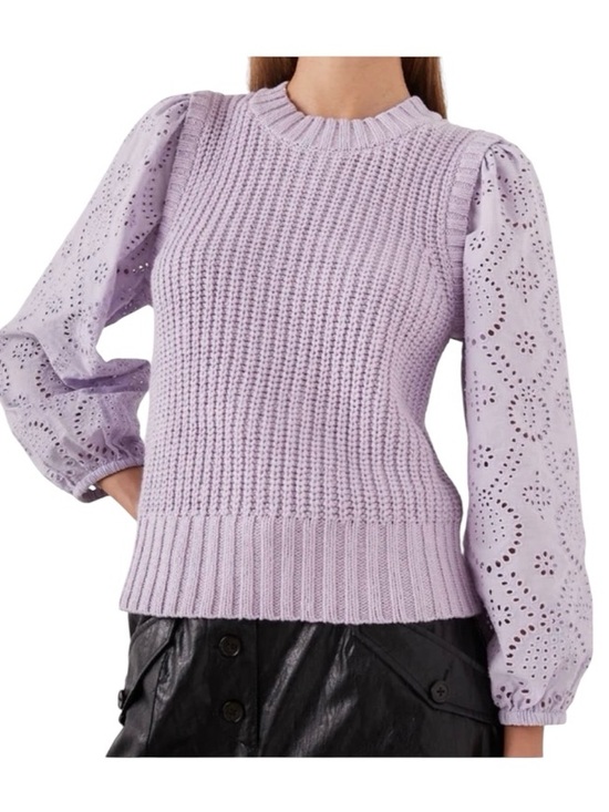 Rails Sweaters - Rails Dhalia Lilac Eyelet Lace Knit Cropoed Crewneck Sweater - M